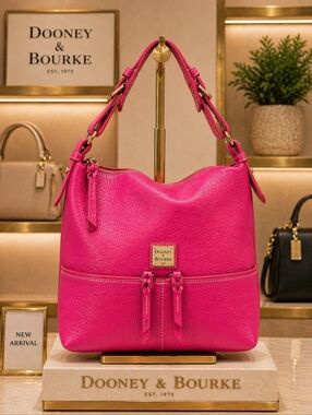 Dooney & Bourke Dillen Large Hobo Hot Pink Pebble Leather Shoulder Hand Bag
